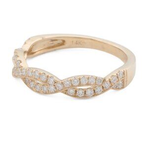 ORO LEONI 14kt Gold Diamond Swirl Band Ring